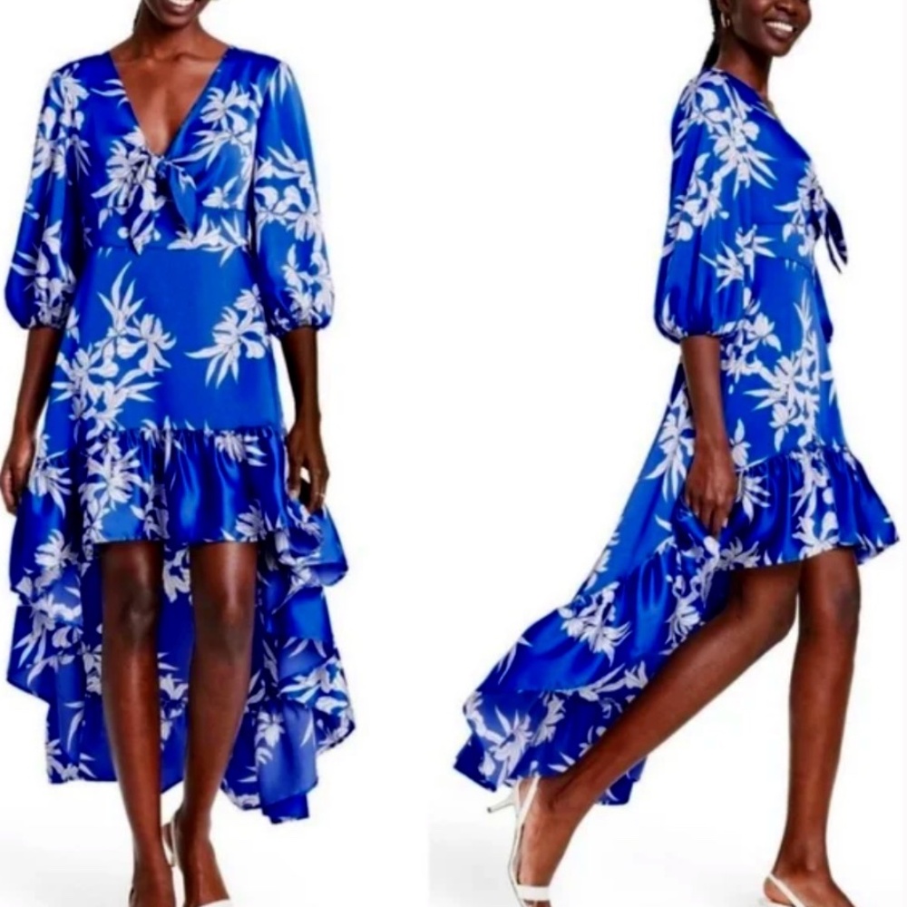 ALEXIS X TARGET Blue & White High Low Floral Dress